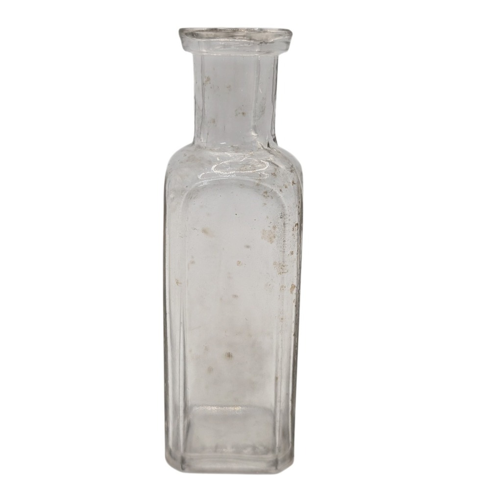 Antique Whitall Tatum Co Bottle French Squares Apothecary Clear Glass Hand Blown